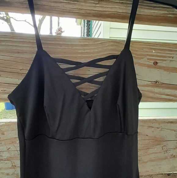 🍀Solemio Los Angeles black spaghetti strap womens dress small - Picture 3 of 9